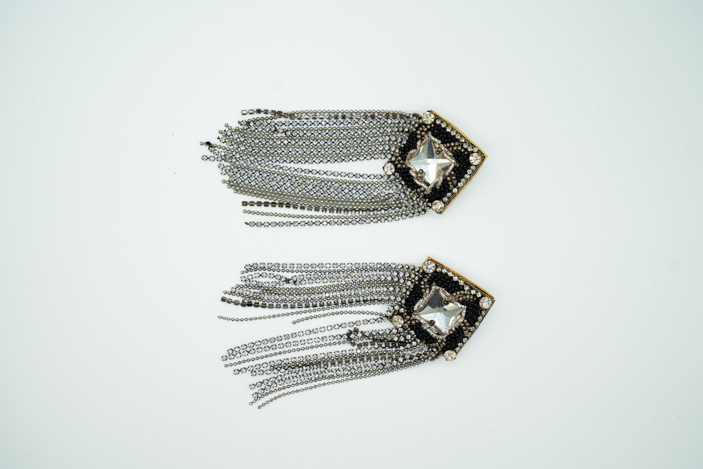 Black Silver Danglers Party Wear Earrings
