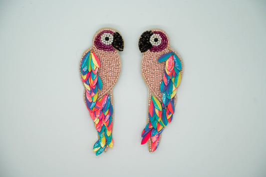 Metallic Parrot Earrings Perfect for Party Look